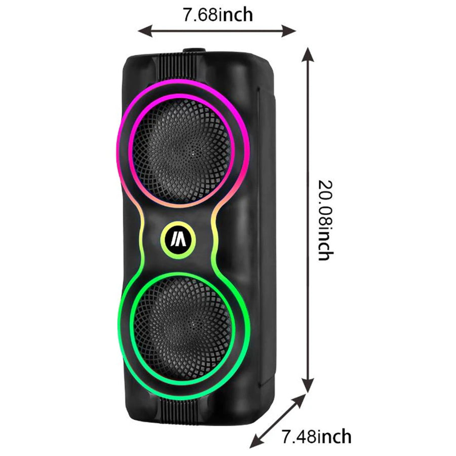 MaxPower 6.5" x 2 wooofers karaoke Bluetooth speaker with mic & different LED light modes - Black - MPD6M-1.JPG