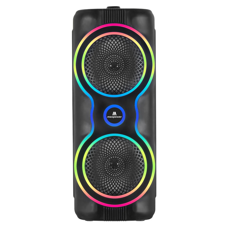 MaxPower 6.5" x 2 wooofers karaoke Bluetooth speaker with mic & different LED light modes - Black - MPD6M-2.JPG
