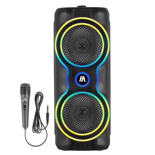 MaxPower 6.5" x 2 wooofers karaoke Bluetooth speaker with mic & different LED light modes - Black - MPD6M.JPG