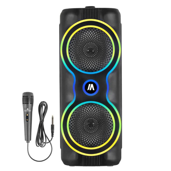 MaxPower 6.5" x 2 wooofers karaoke Bluetooth speaker with mic & different LED light modes - Black - MPD6M.JPG