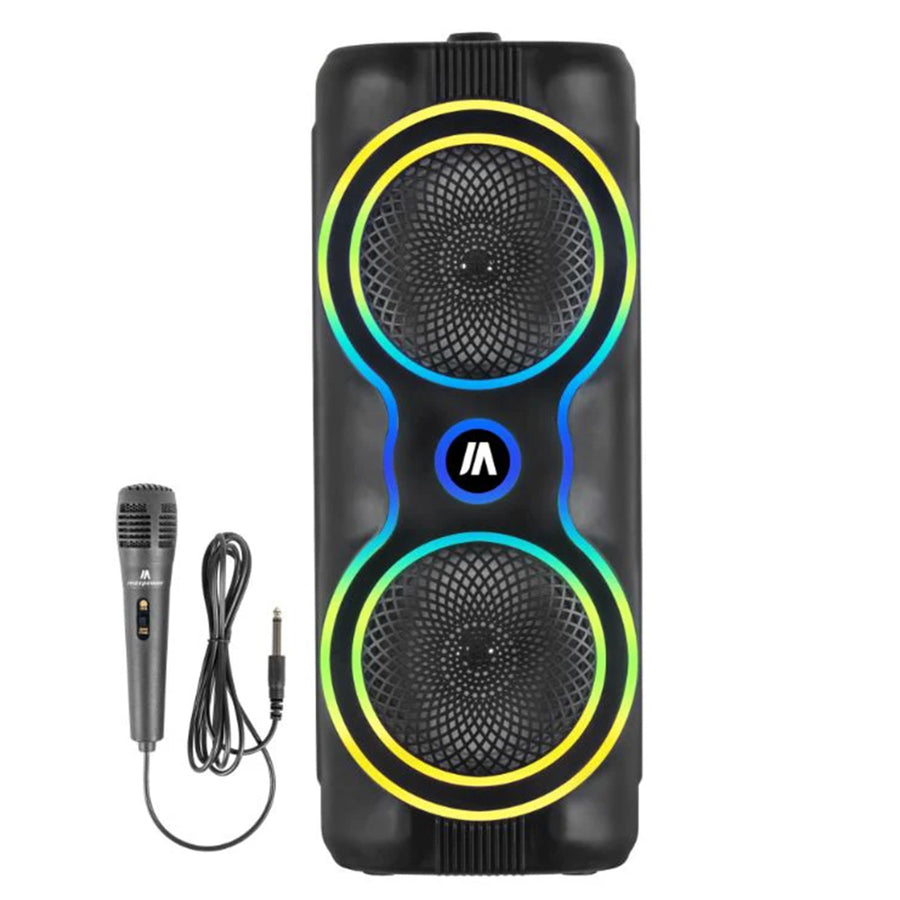 MaxPower 6.5" x 2 wooofers karaoke Bluetooth speaker with mic & different LED light modes - Black - MPD6M.JPG