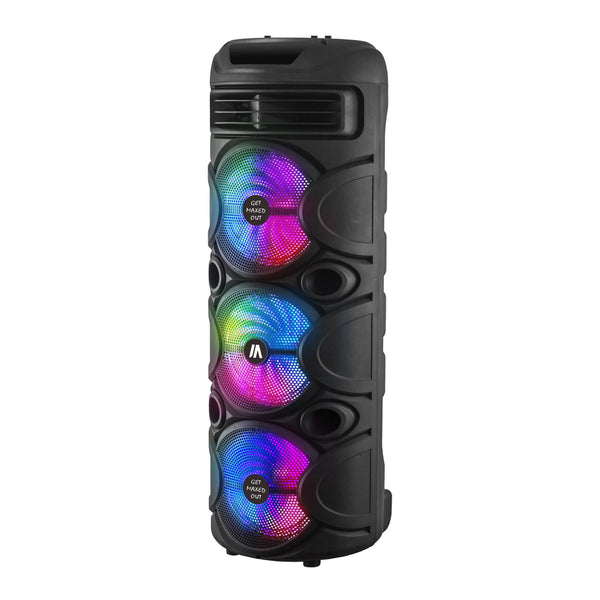 MaxPower 32" Tall Groove 8" X 3 Woofers Karaoke Bluetooth Speakers With Mic & Flashing LED Lights - Black - MPD813-1.jpg