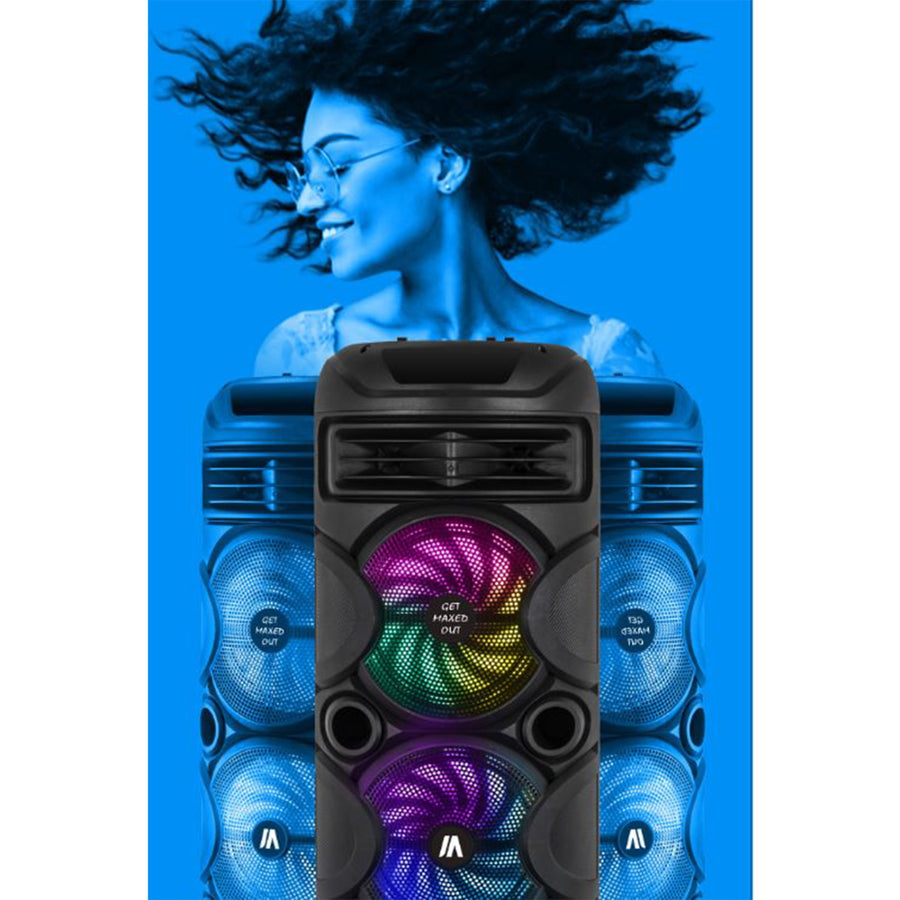 MaxPower 32" Tall Groove 8" X 3 Woofers Karaoke Bluetooth Speakers With Mic & Flashing LED Lights - Black - MPD813-2.jpg