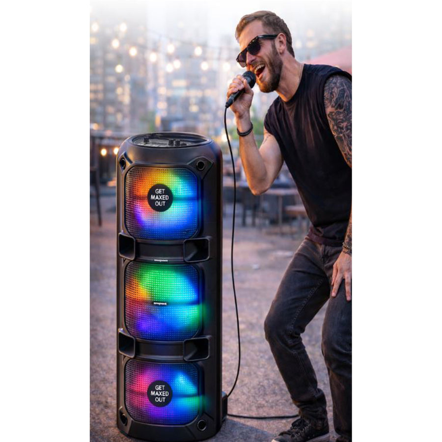 MaxPower 32" Tall  8" X 3 Woofers Karaoke Bluetooth Speakers With Mic & Flashing LED Lights - Black - MPD814-2.jpg