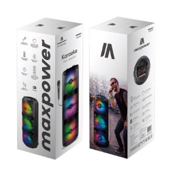 MaxPower 32" Tall  8" X 3 Woofers Karaoke Bluetooth Speakers With Mic & Flashing LED Lights - Black - MPD814-8.jpg