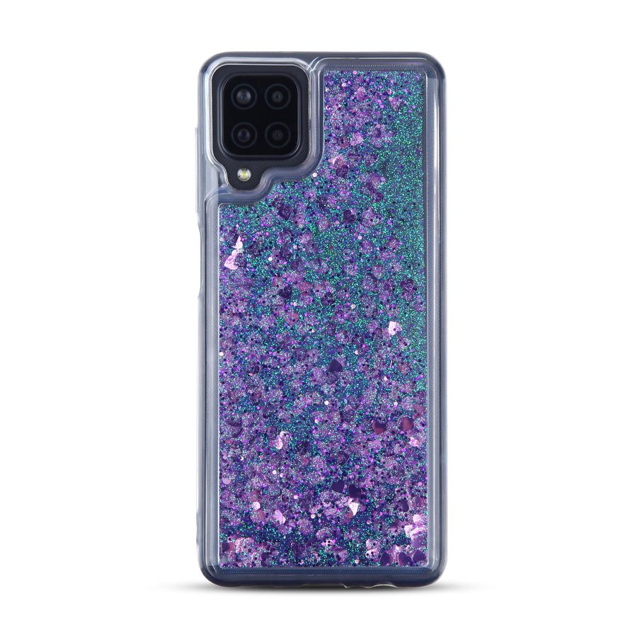 MyBat Quicksand Glitter Hybrid Protector Cover for Samsung Galaxy A12 5G - Hearts & Purple - MSA125GCSGTMS041-3.jpg