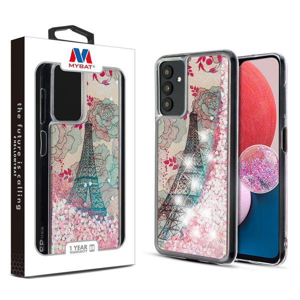MyBat Quicksand Glitter Hybrid Protector Cover for Samsung Galaxy A13 5G / Galaxy A13 (4G) - Eiffel Tower & Pink Hearts - MSA13CSGTMM014-1.jpg