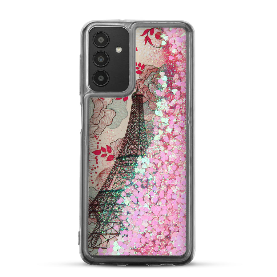 MyBat Quicksand Glitter Hybrid Protector Cover for Samsung Galaxy A13 5G / Galaxy A13 (4G) - Eiffel Tower & Pink Hearts - MSA13CSGTMM014-3.jpg