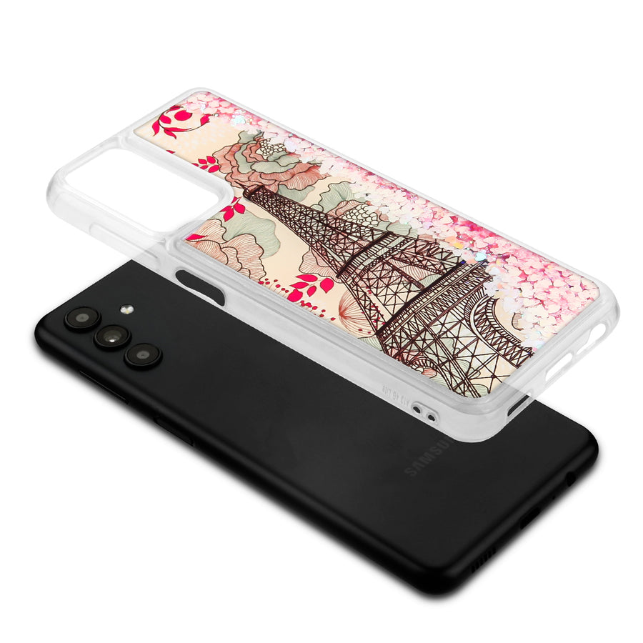 MyBat Quicksand Glitter Hybrid Protector Cover for Samsung Galaxy A13 5G / Galaxy A13 (4G) - Eiffel Tower & Pink Hearts - MSA13CSGTMM014-7.jpg