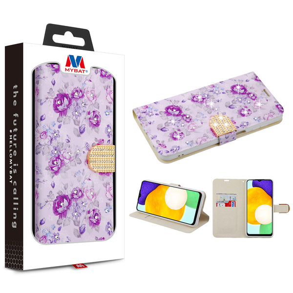 MyBat MyJacket Wallet Diamond Series for Samsung Galaxy A13 5G - Fresh Purple Flowers - MSA13PCMJD103-1.jpg