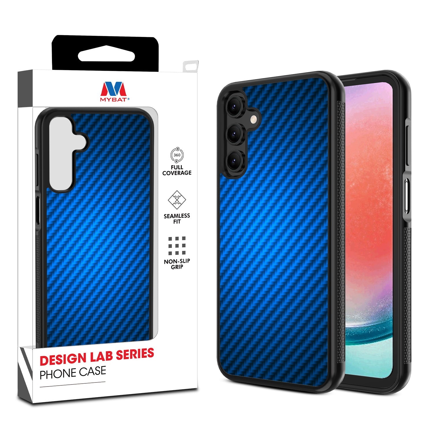 MyBat Design Lab Series Case for Samsung Galaxy A15 5G - Blue Carbon Fiber
