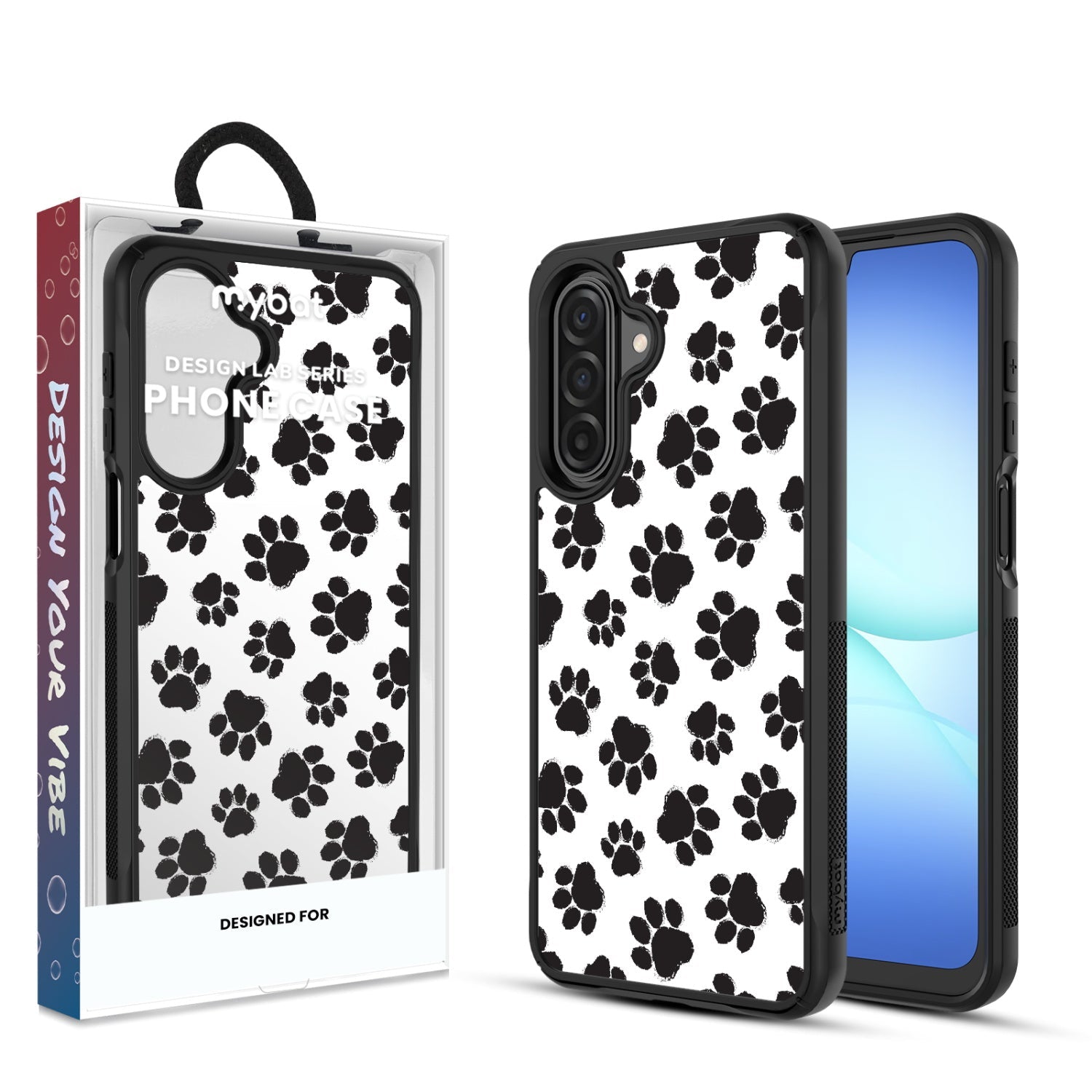 MyBat Design Lab Series Case for Samsung Galaxy A17 5G / A16 5G - Black Paw Prints