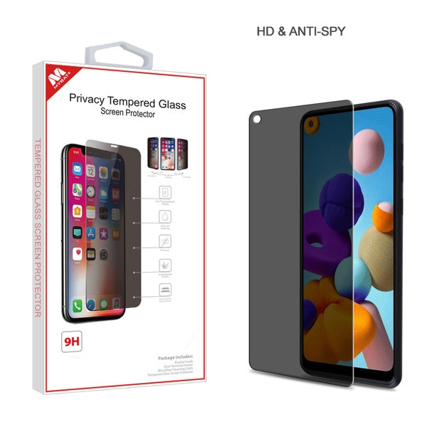 MyBat UV Liquid Glue Full 3D Curved Premium Tempered Glass Screen Protector with Installation Frame (Fingerprint Sensor Supported) for Samsung Galaxy A21 - Clear