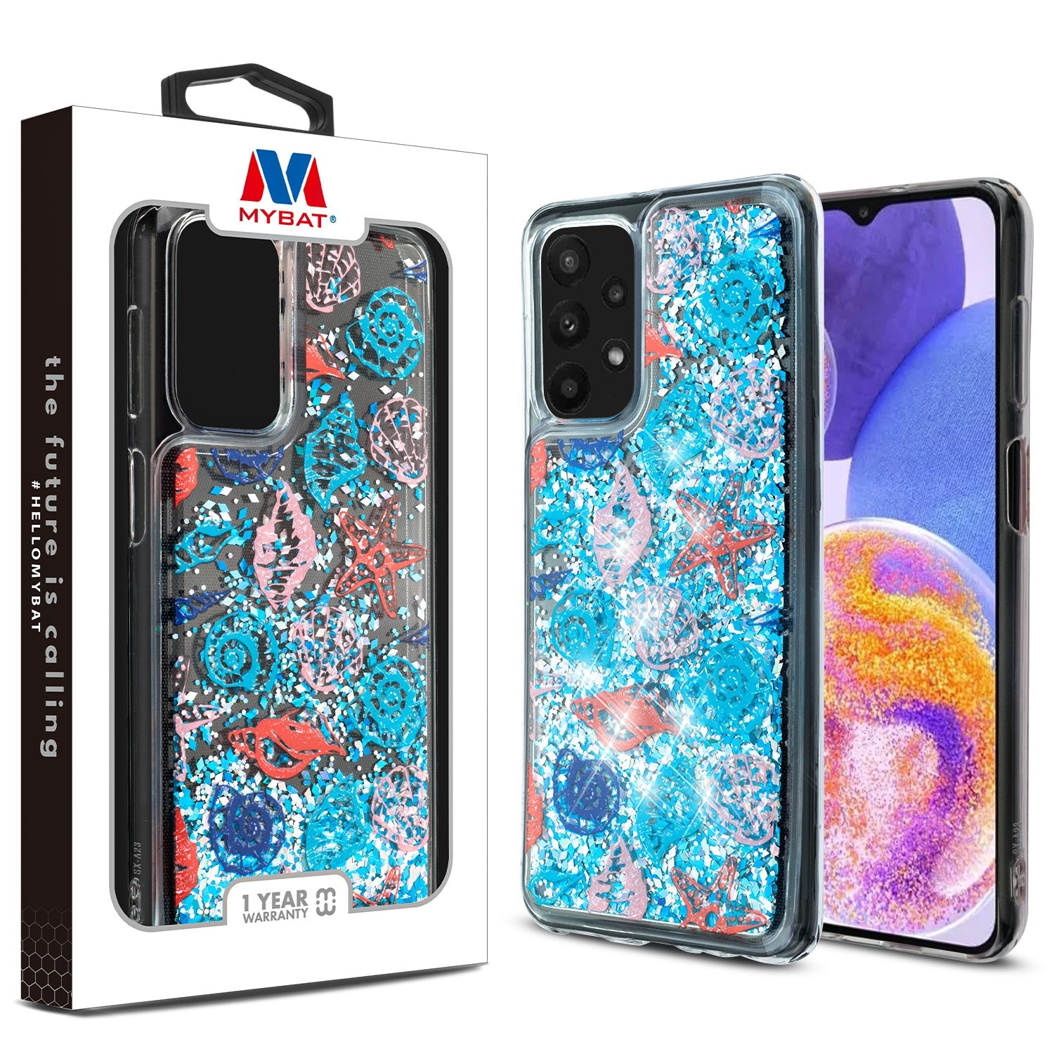 MyBat Quicksand Glitter Hybrid Protector Cover for Samsung Galaxy A23 5G - Seashells