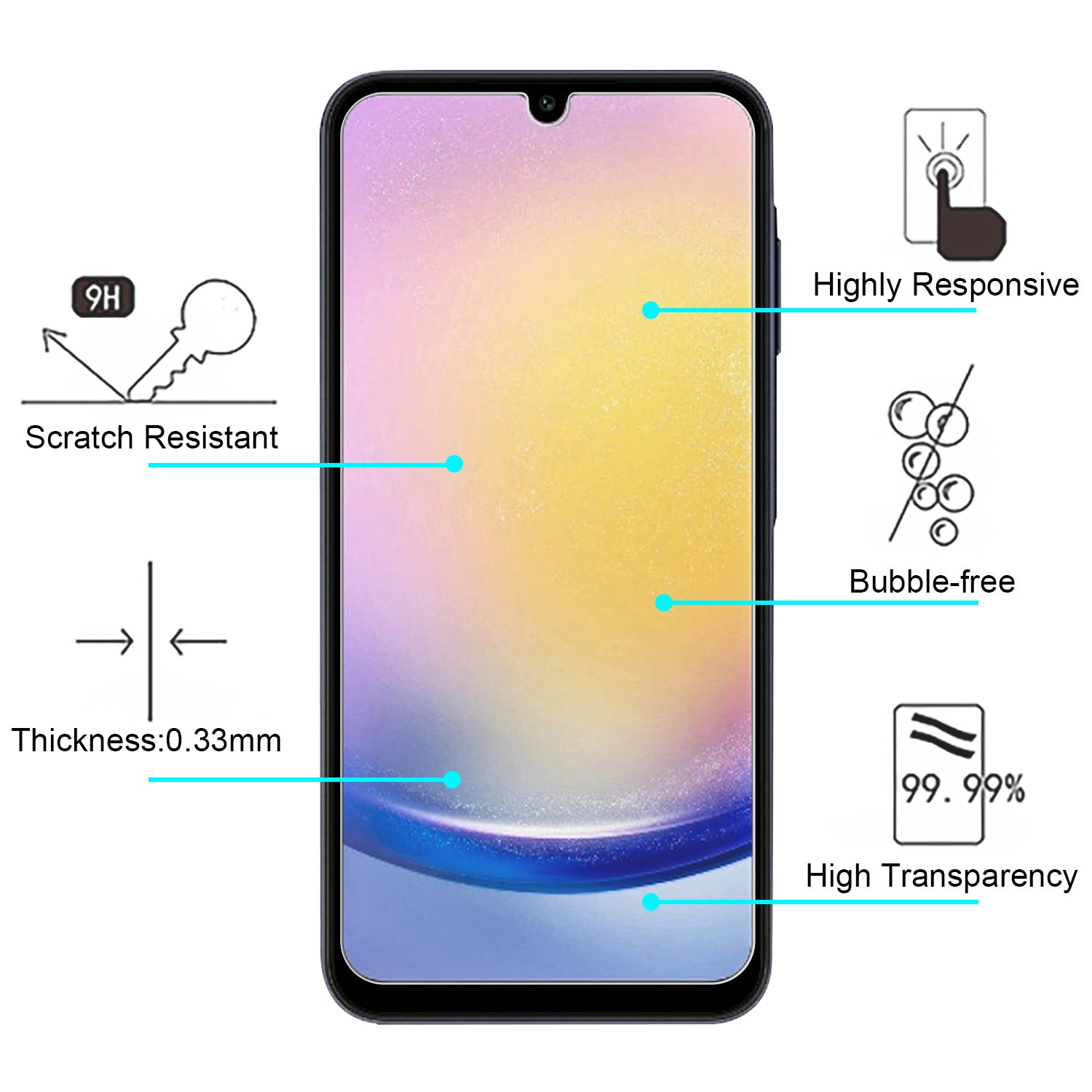 MyBat Tempered Glass Screen Protector (2.5D) for Samsung Galaxy A25 5G - Clear - MSA255GSCN81-4.jpg