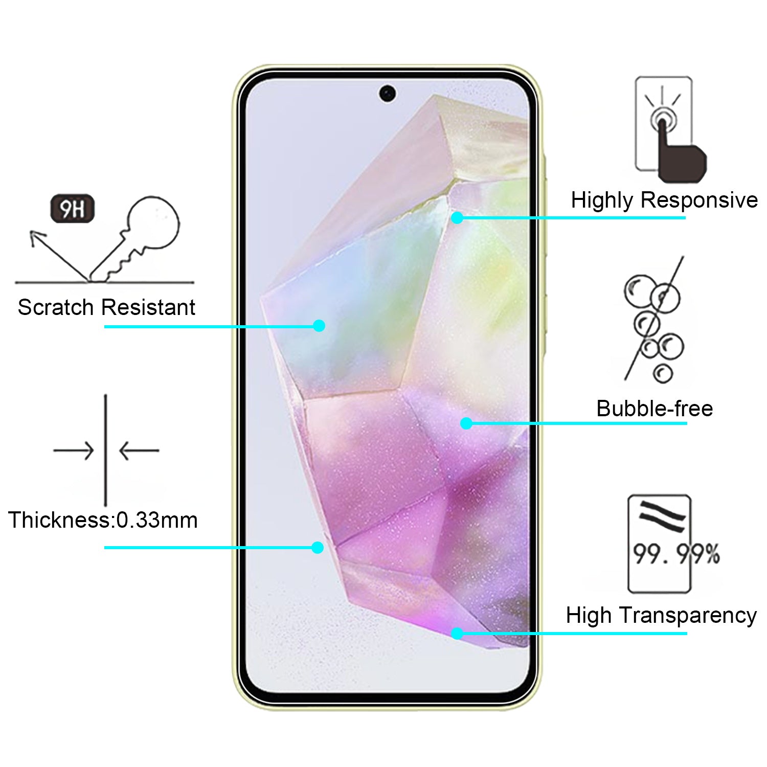 MyBat Tempered Glass Screen Protector (2.5D) for Samsung Galaxy A35 5G - Clear - MSA355GSCN81-4.jpg