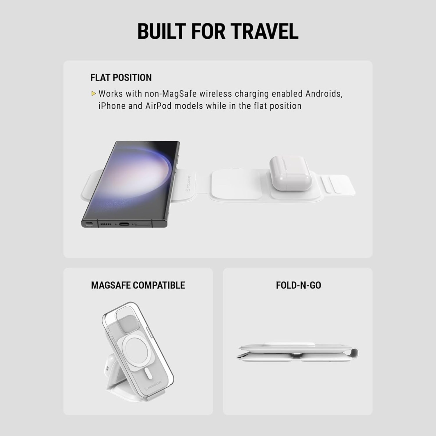 Scosche MagicMount™ Travel Folding 2-in-1 MagSafe Compatible Wireless Charger - White / Silver - MSQFG2N1WT-SP-4.jpg