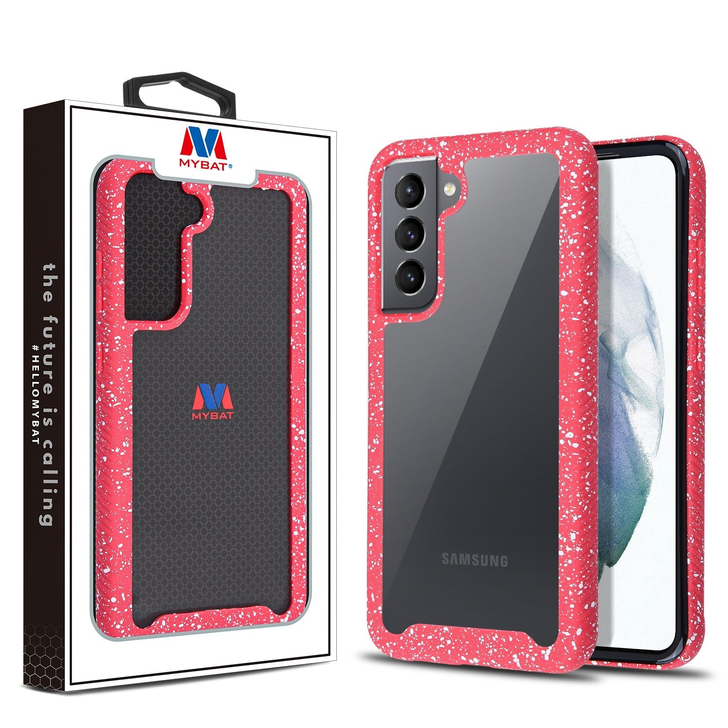 MyBat Splash Hybrid Case for Samsung Galaxy S21 Fan Edition - Highly Transparent Clear / Red
