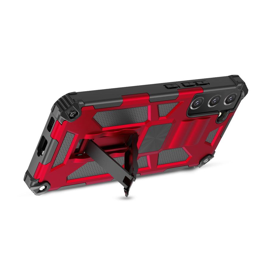 MyBat Sturdy Hybrid Protector Cover (with Stand) for Samsung Galaxy S22 Plus - Red / Black - MSS22PCSFSSS003-7.jpg