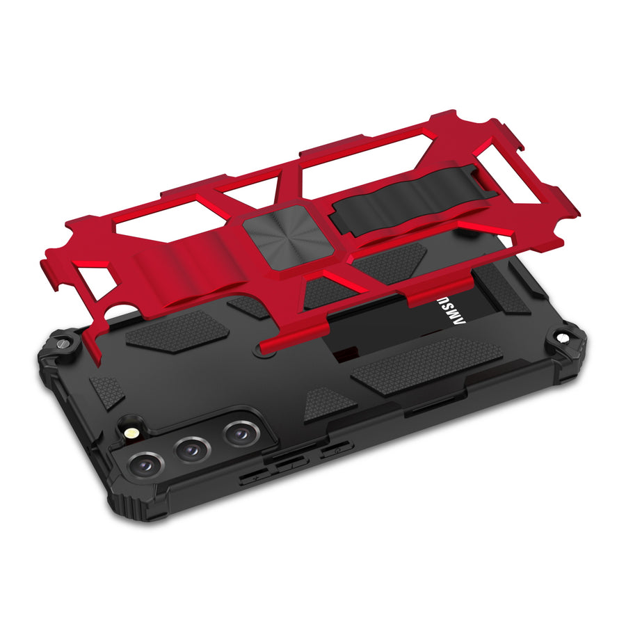 MyBat Sturdy Hybrid Protector Cover (with Stand) for Samsung Galaxy S22 Plus - Red / Black - MSS22PCSFSSS003-8.jpg