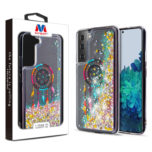 MyBat Quicksand Glitter Hybrid Protector Cover for Samsung Galaxy S22 Plus - Dreamcatcher & Gold Stars - MSS22PCSGTMM011-1.jpg