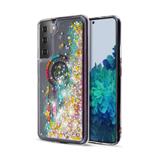 MyBat Quicksand Glitter Hybrid Protector Cover for Samsung Galaxy S22 Plus - Dreamcatcher & Gold Stars - MSS22PCSGTMM011-2.jpg
