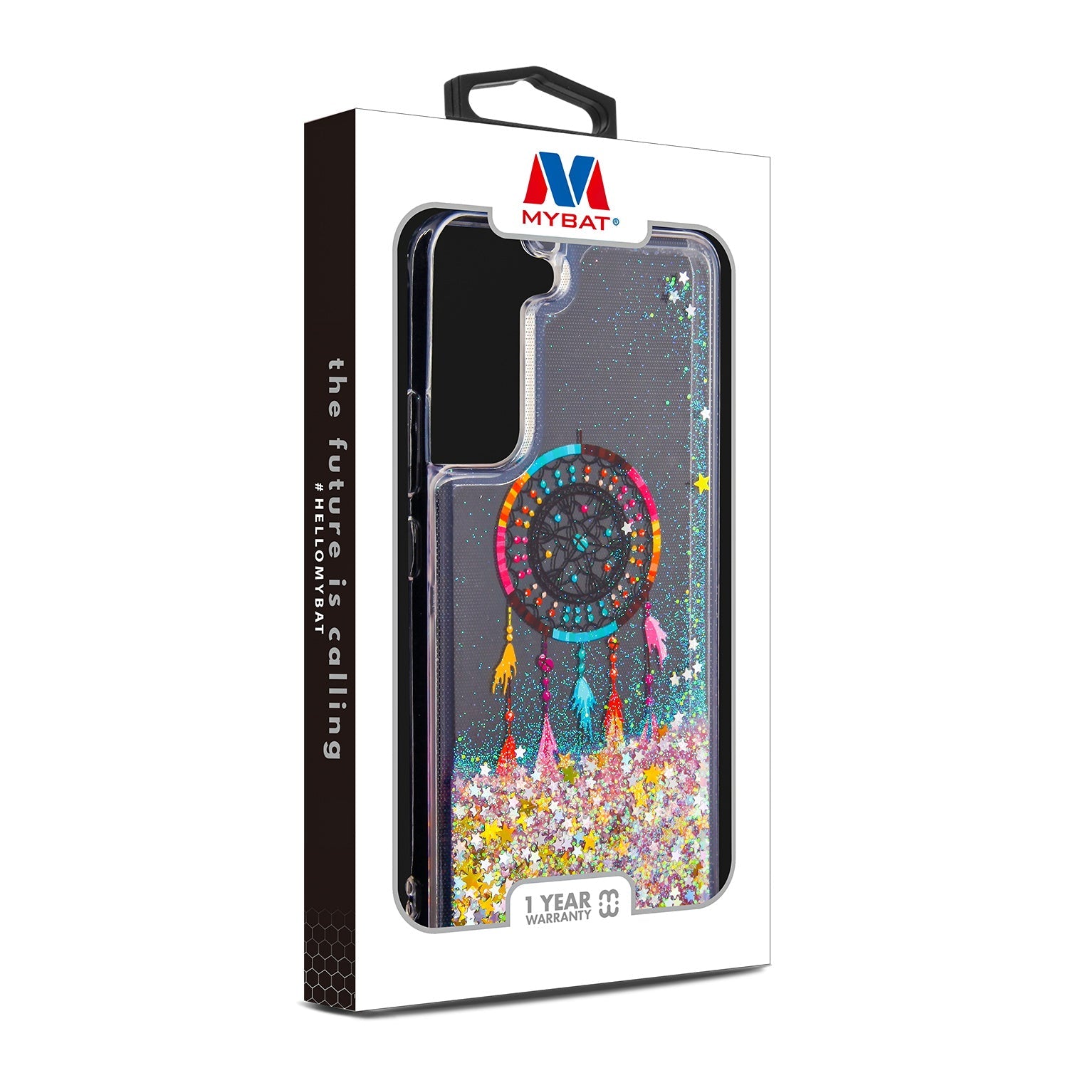 MyBat Quicksand Glitter Hybrid Protector Cover for Samsung Galaxy S22 Plus - Dreamcatcher & Gold Stars