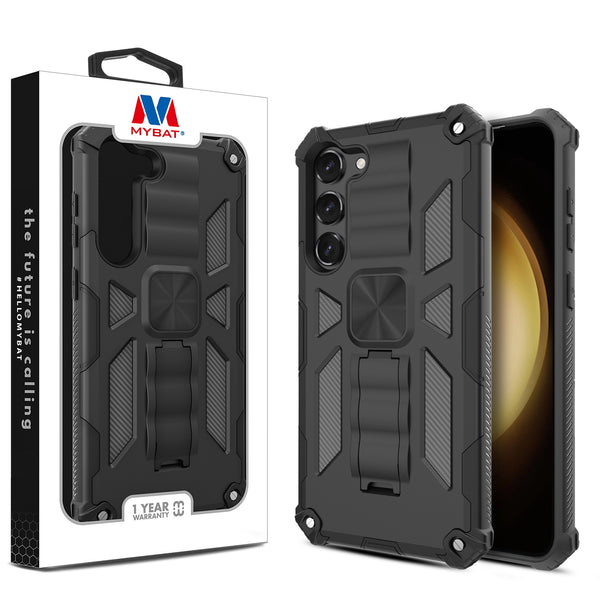 MyBat Sturdy Hybrid Protector Cover (with Stand) for Samsung Galaxy S23 Plus - Black / Black - MSS23PCSFSSS001-1.jpg