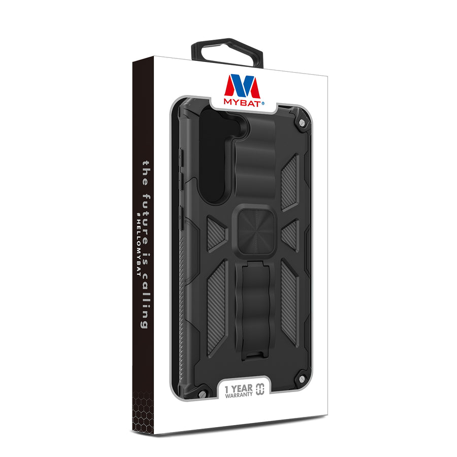 MyBat Sturdy Hybrid Protector Cover (with Stand) for Samsung Galaxy S23 Plus - Black / Black - MSS23PCSFSSS001-10.jpg