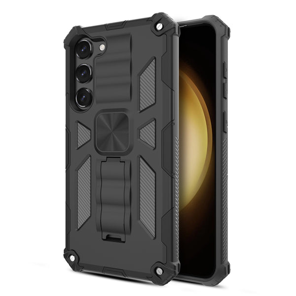 MyBat Sturdy Hybrid Protector Cover (with Stand) for Samsung Galaxy S23 Plus - Black / Black - MSS23PCSFSSS001-2.jpg