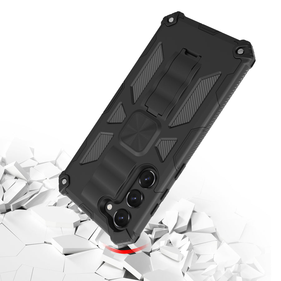 MyBat Sturdy Hybrid Protector Cover (with Stand) for Samsung Galaxy S23 Plus - Black / Black - MSS23PCSFSSS001-5.jpg