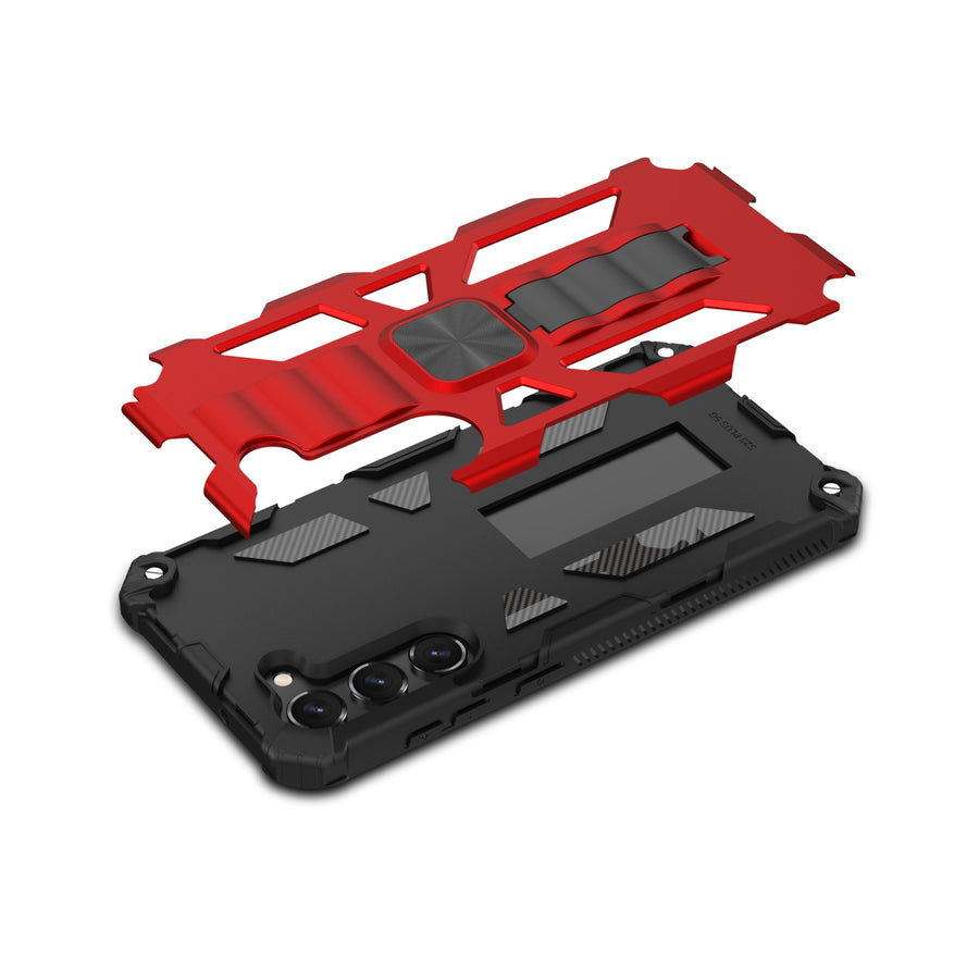 MyBat Sturdy Hybrid Protector Cover (with Stand) for Samsung Galaxy S23 Plus - Red / Black - MSS23PCSFSSS003-8.jpg