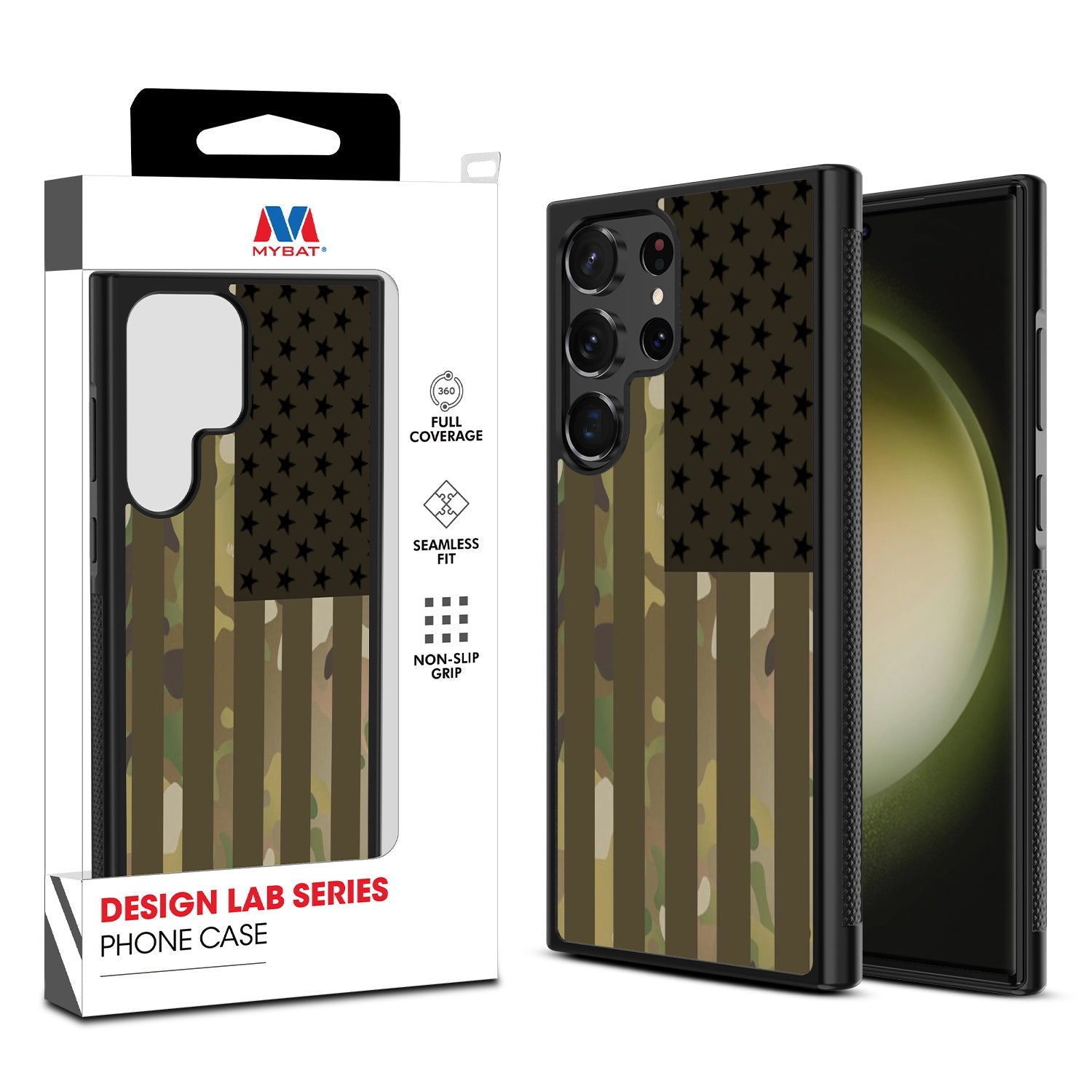 MyBat Design Lab Series Case for Samsung Galaxy S24 Ultra - Military Camouflage American Flag