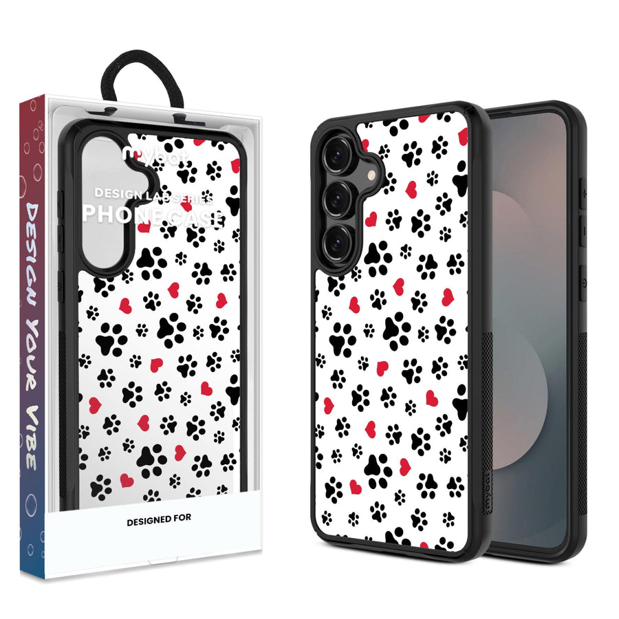 MyBat Design Lab Series Case for Samsung Galaxy S25 Fan Edition - Paw Prints and Hearts