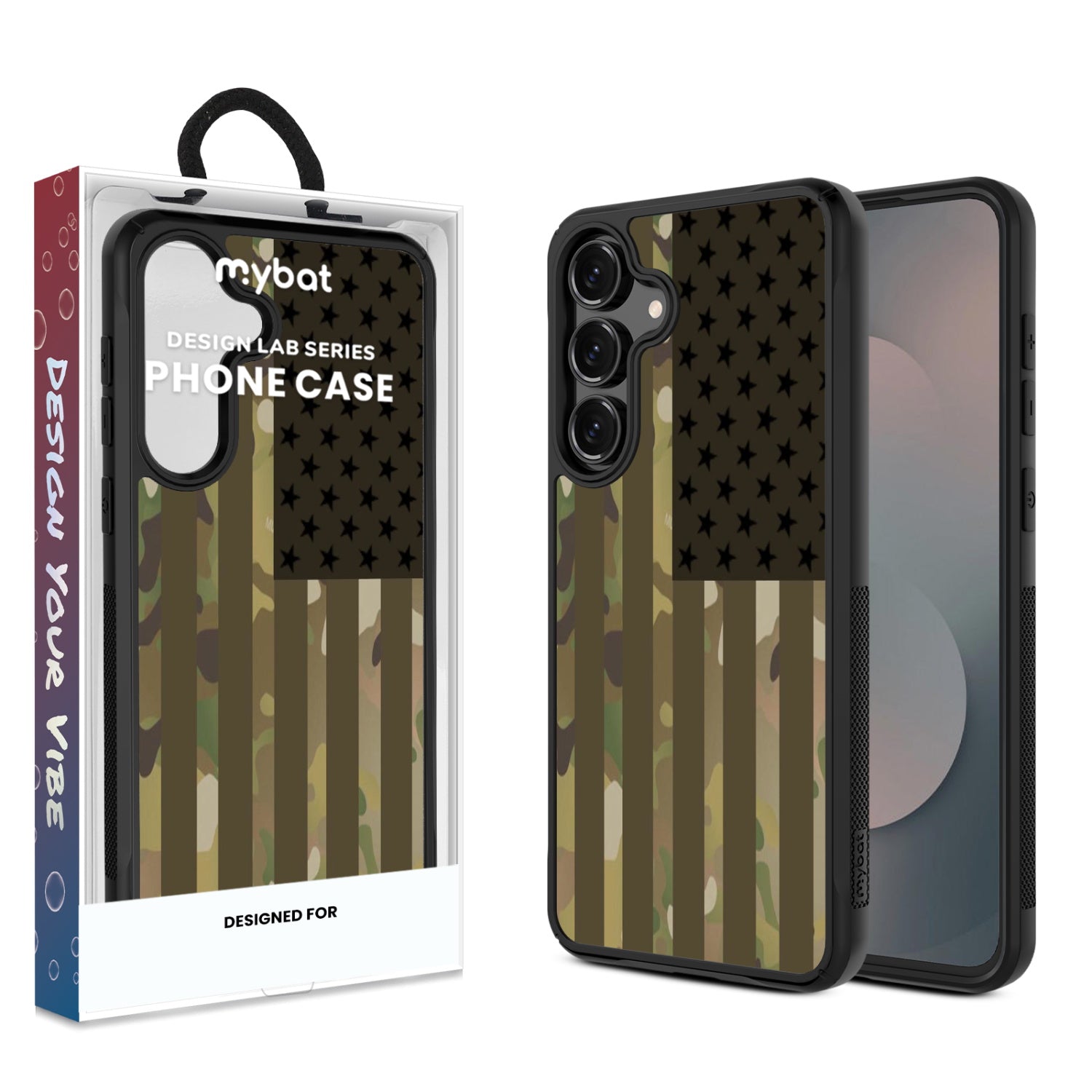 MyBat Design Lab Series Case for Samsung Galaxy S25 Fan Edition - Military Camouflage American Flag