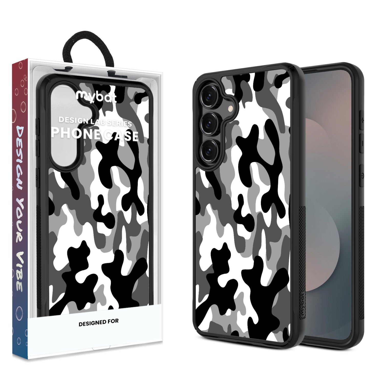 MyBat Design Lab Series Case for Samsung Galaxy S25 Fan Edition - Black & White Camouflage