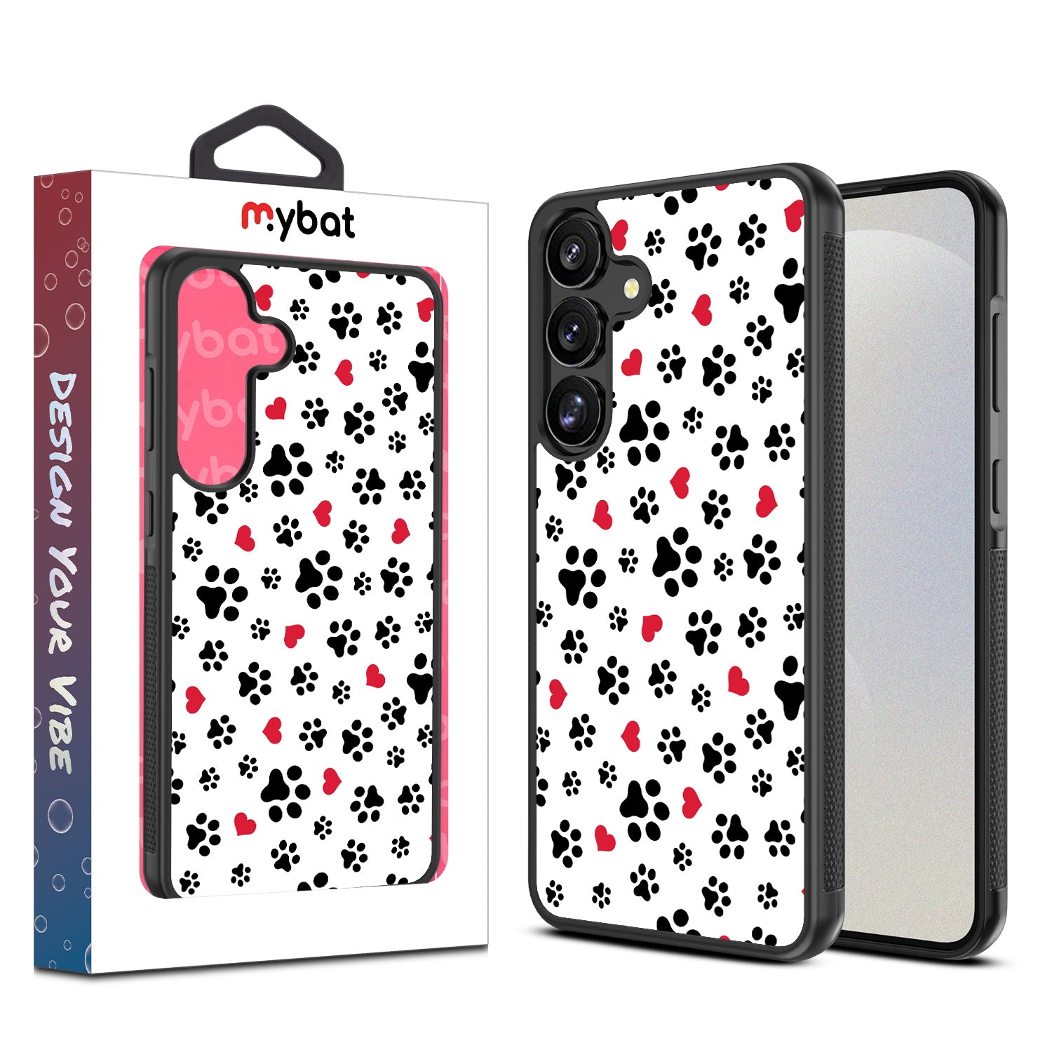 MyBat Design Lab Series Case for Samsung Galaxy S25 Plus - Paw Prints and Hearts