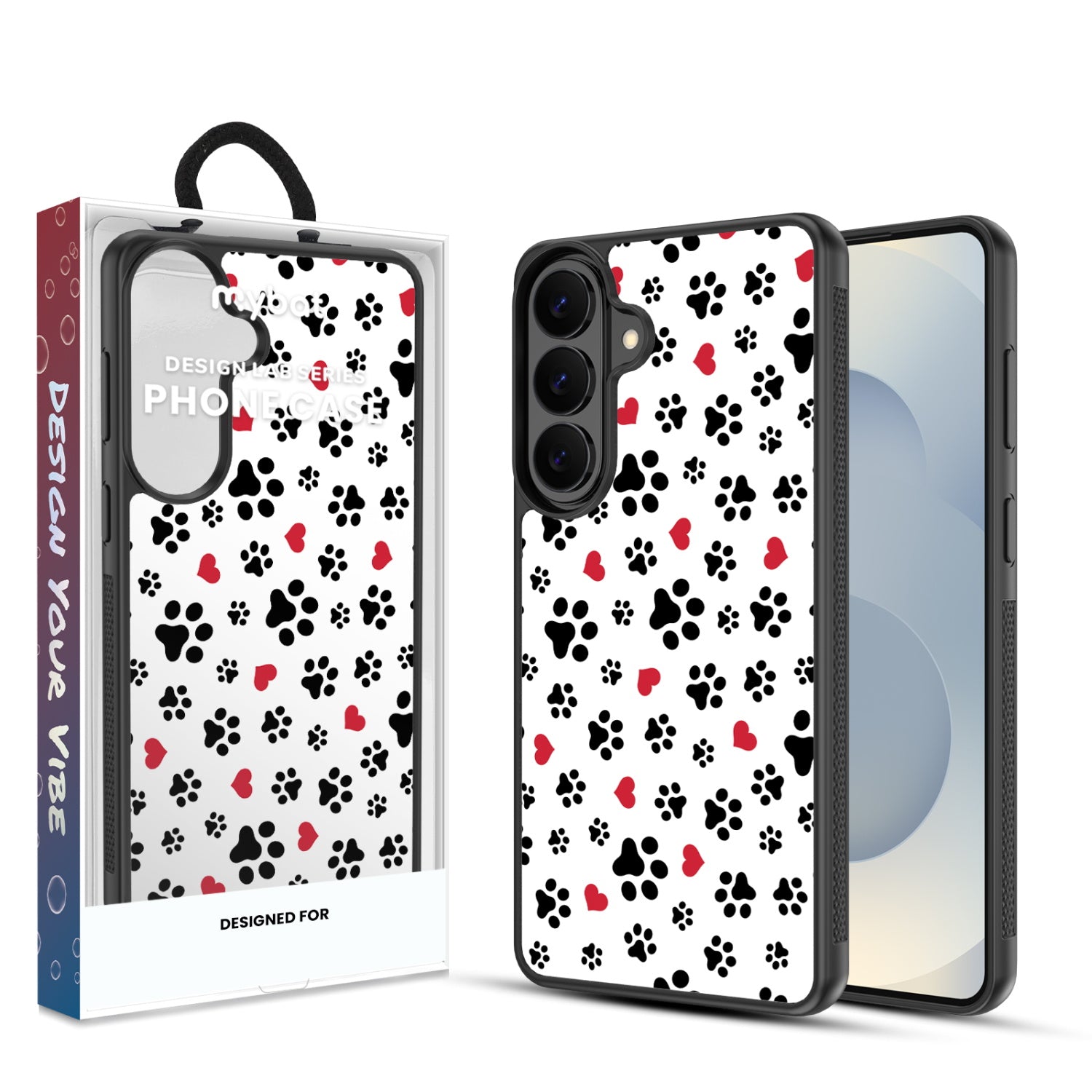 MyBat Design Lab Series Case for Samsung Galaxy S26 Plus - Paw Prints and Hearts