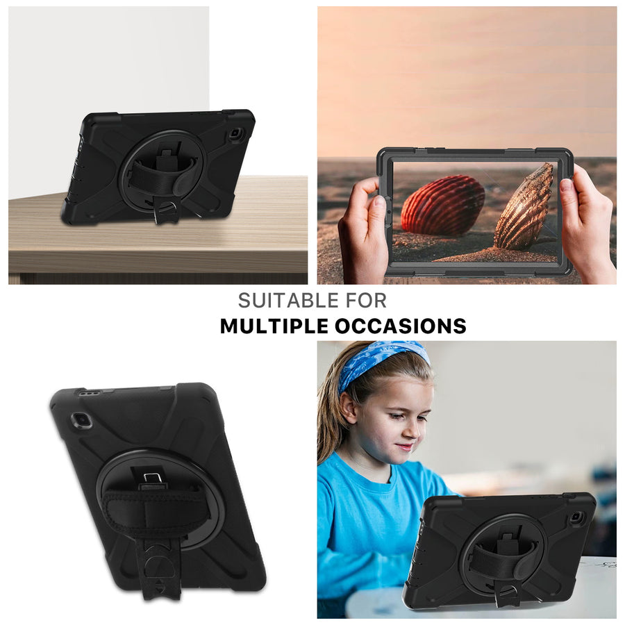 MyBat Rotatable Stand Protector Cover (with Wristband) for Samsung T220 (Galaxy Tab A7 Lite 8.7) - Black / Black - MST220CSRSSS001-9.jpg