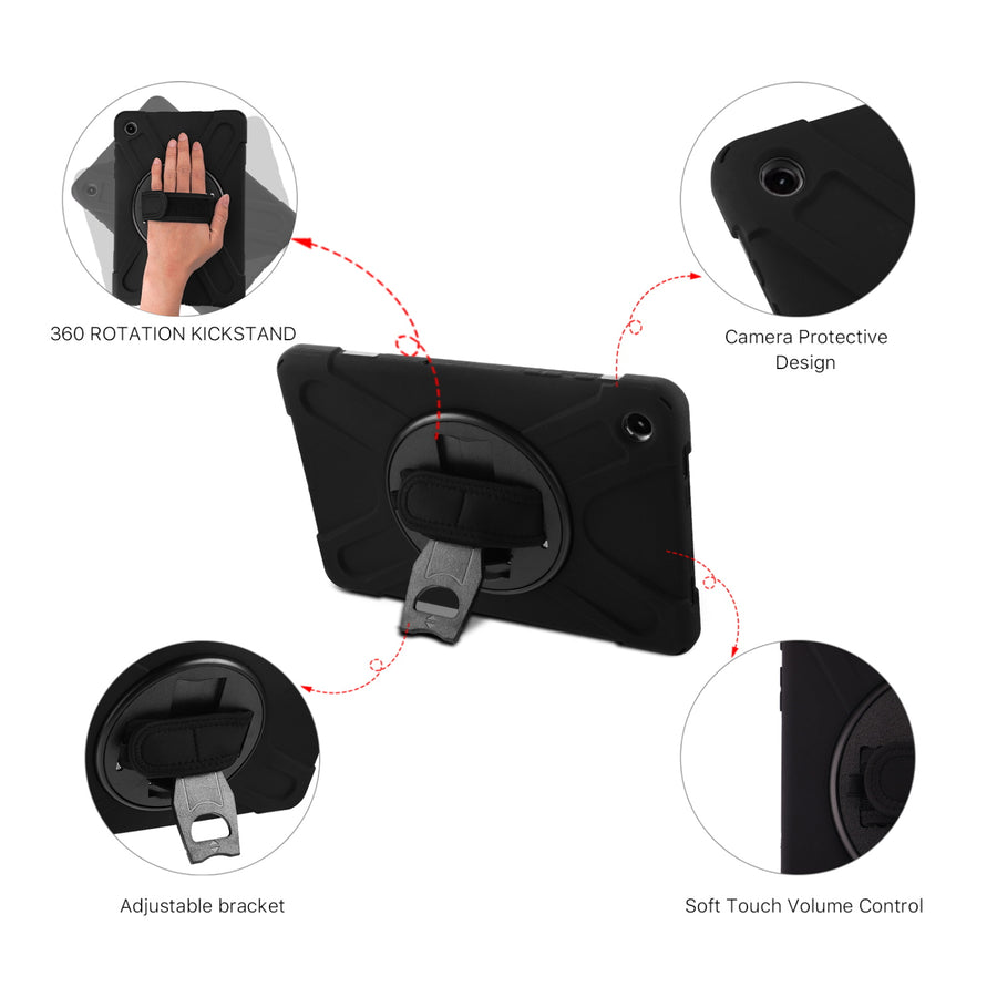 MyBat Rotatable Stand Protector Case (with Wristband) for Samsung Galaxy Tab A9+ 5G - Black / Black - MSTA9PCSRSSS001-3.jpg