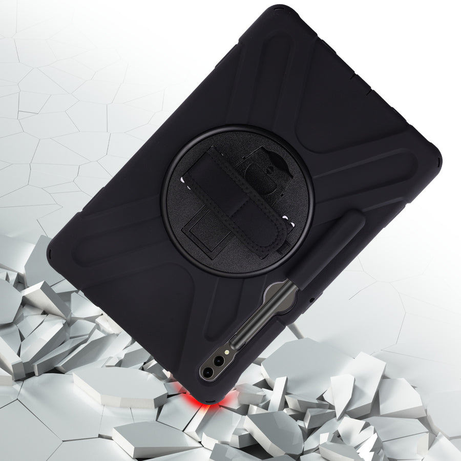 MyBat Rotatable Stand Protector Case (with Wristband) for Samsung Galaxy Tab S9+ / Galaxy Tab S10+ - Black / Black - MSTS9PCSRSSS001-5.jpg