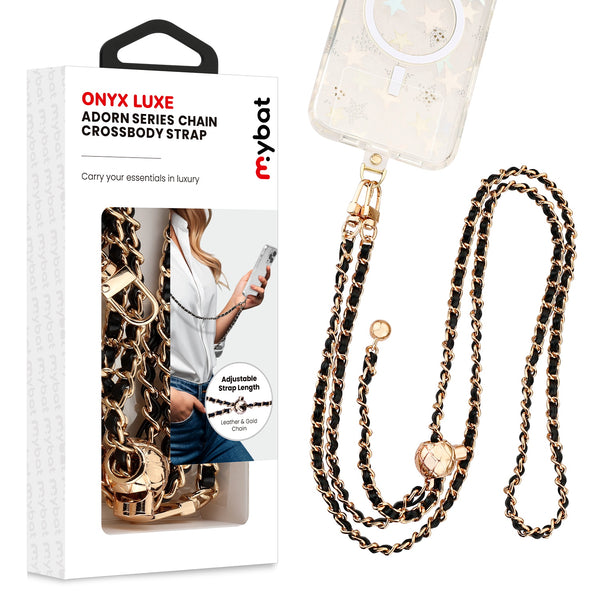 MyBat Onyx Luxe Adorn Series Chain Crossbody Phone Strap - Black / Gold - MUNPCH031-1.jpg