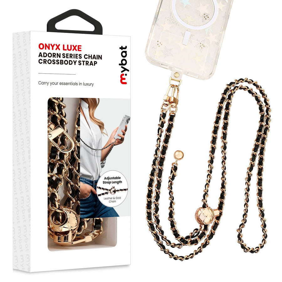 MyBat Onyx Luxe Adorn Series Chain Crossbody Phone Strap - Black / Gold