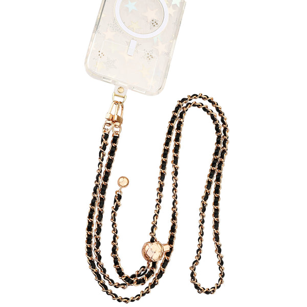 MyBat Onyx Luxe Adorn Series Chain Crossbody Phone Strap - Black / Gold - MUNPCH031-2.jpg