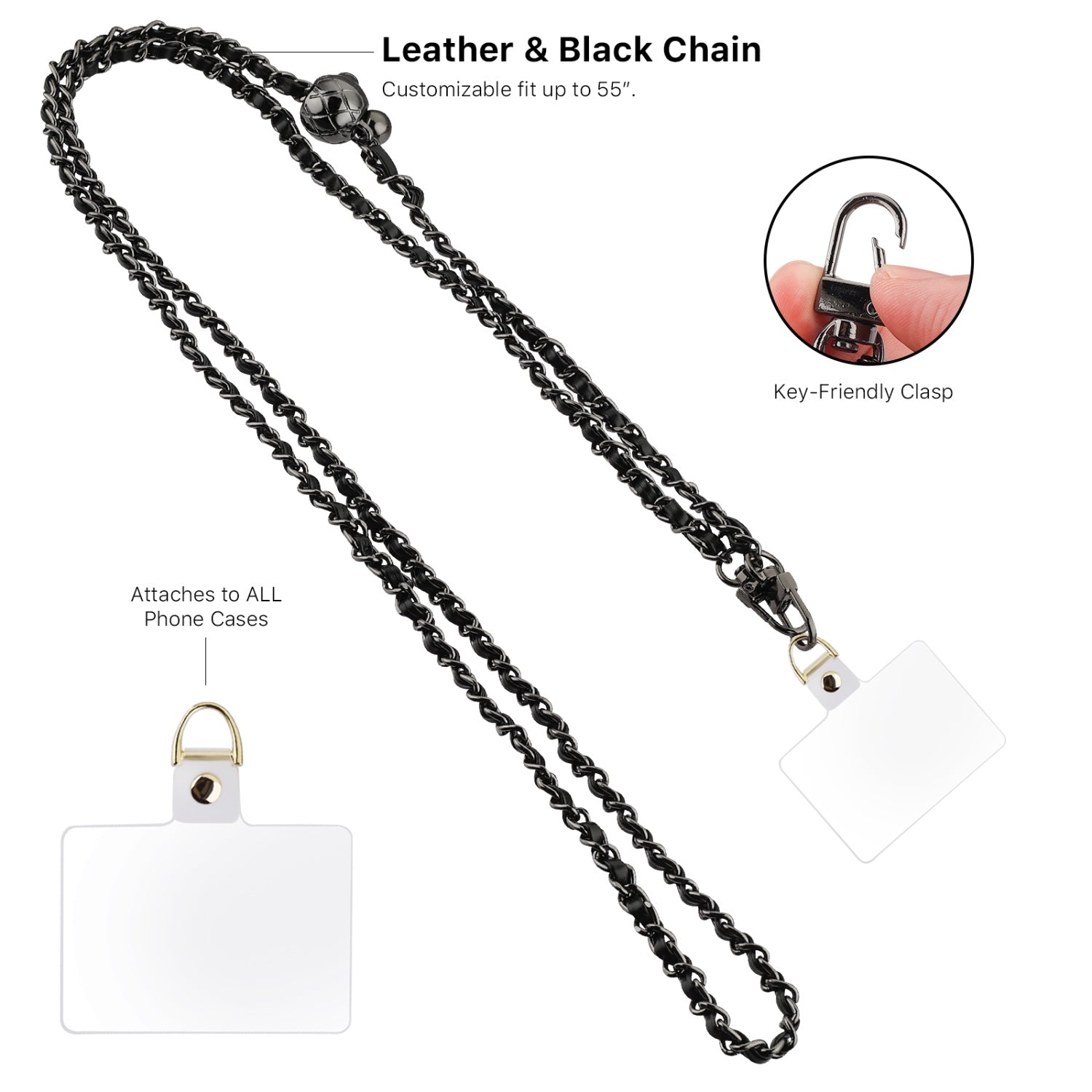 MyBat Obsidian Edge Adorn Series Chain Crossbody Phone Strap - Black - MUNPCH032-5.jpg