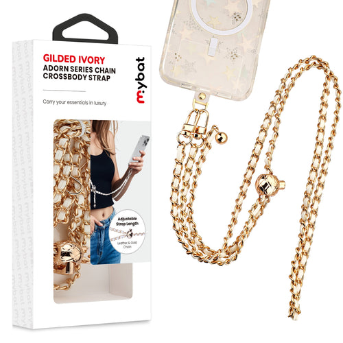 MyBat Gilded Ivory Adorn Series Chain Crossbody Phone Strap - White / Gold - MUNPCH033-1.jpg