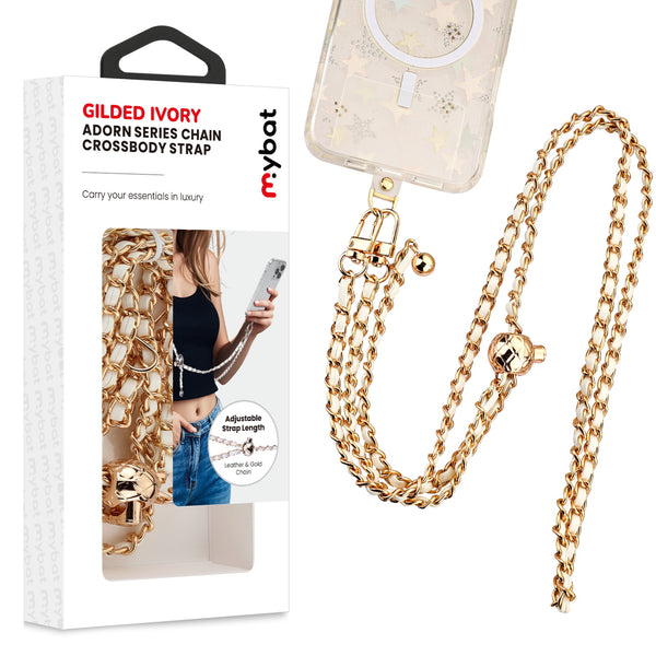 MyBat Gilded Ivory Adorn Series Chain Crossbody Phone Strap - White / Gold - MUNPCH033-1.jpg