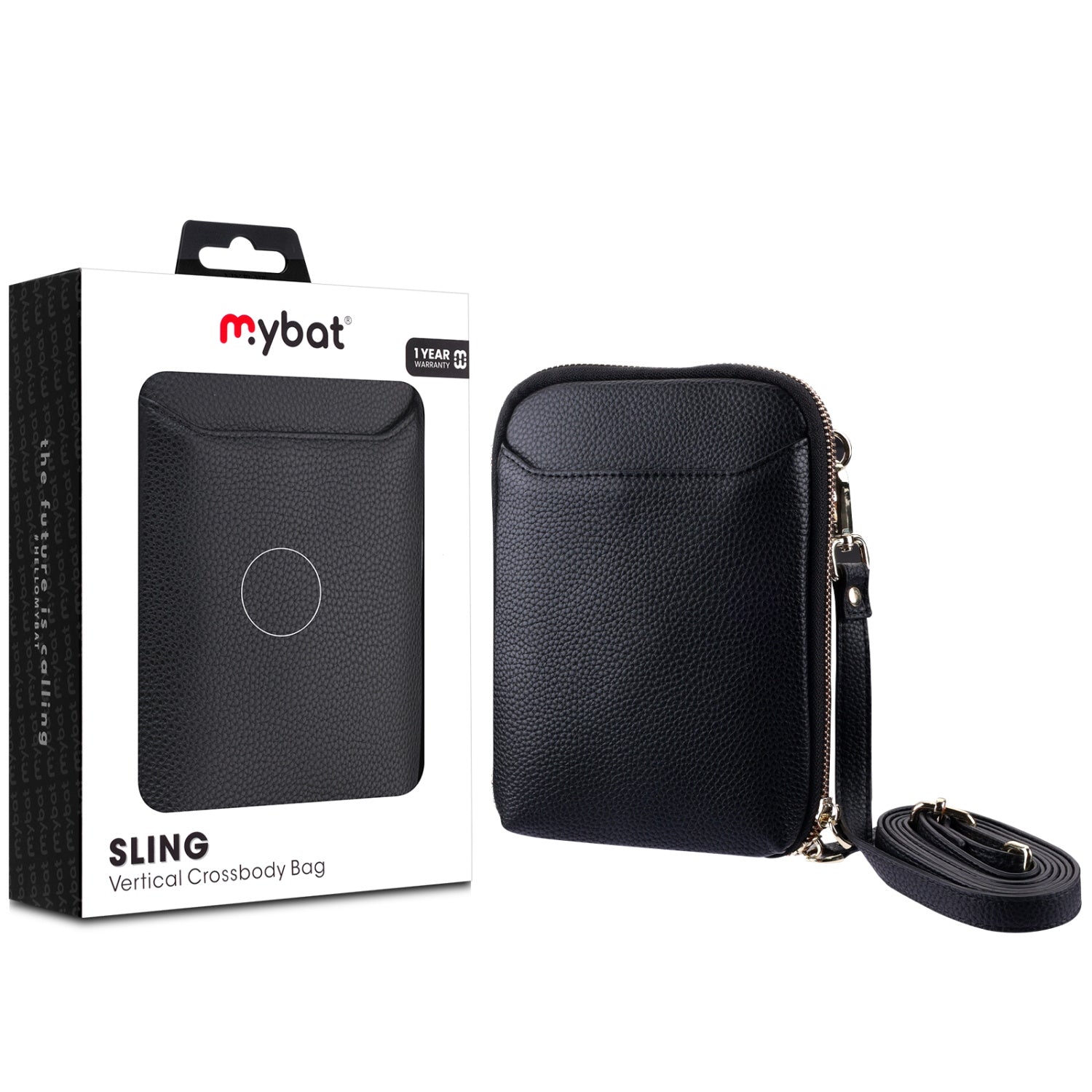 MyBat Sling Vertical Crossbody Bag - Black
