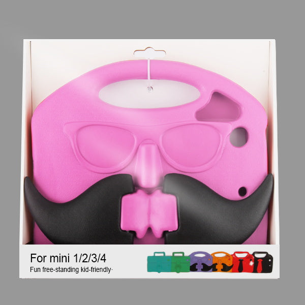 Airium Mustache Kids Drop-resistant Protector Cover for Apple iPad mini (A1432,A1454,A1455)/iPad mini (2019) / iPad mini 4 (A1538,A1550) - Pink - NIPADMINIHPCEVA062-6.JPG