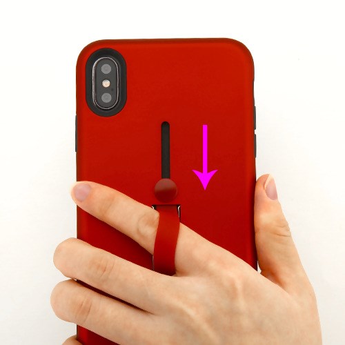 Airium Finger Grip Hybrid Protector Cover (with Silicone Strap & Metal Stand) for Apple iPhone XS Max - Red / Black - NIPXSMAXHPCFGSO004WP-4.jpg